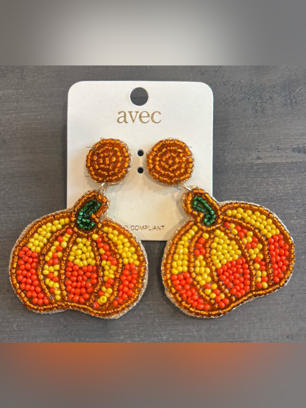 Avec Festive Orange Beaded Pumpkin Drop Earrings